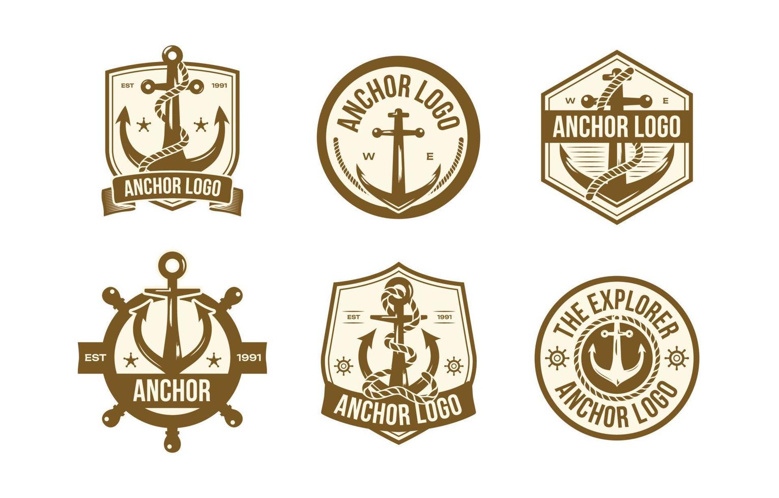 colección de logotipos vintage ancla vector