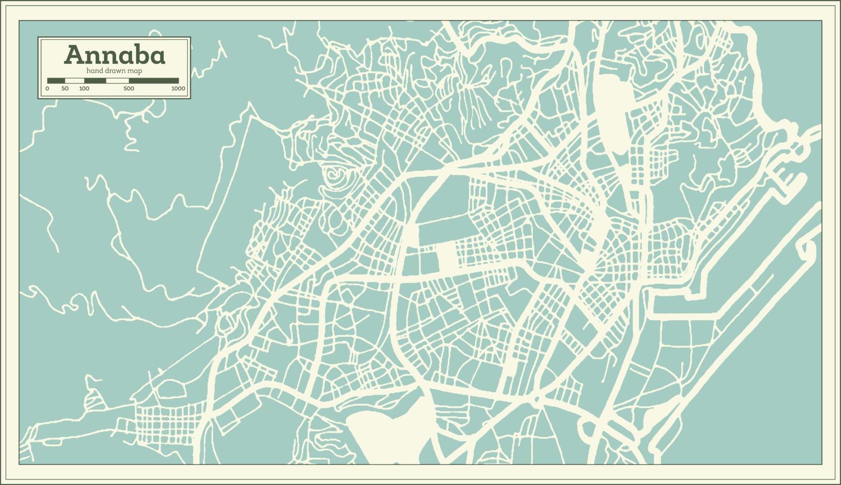 Annaba Algeria City Map in Retro Style. Outline Map. vector