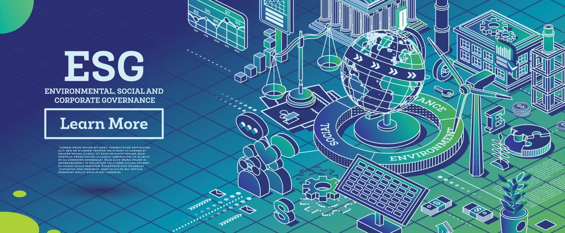 ESG Concept of Environmental, Social and Governance. Globe Model of the Earth. vector