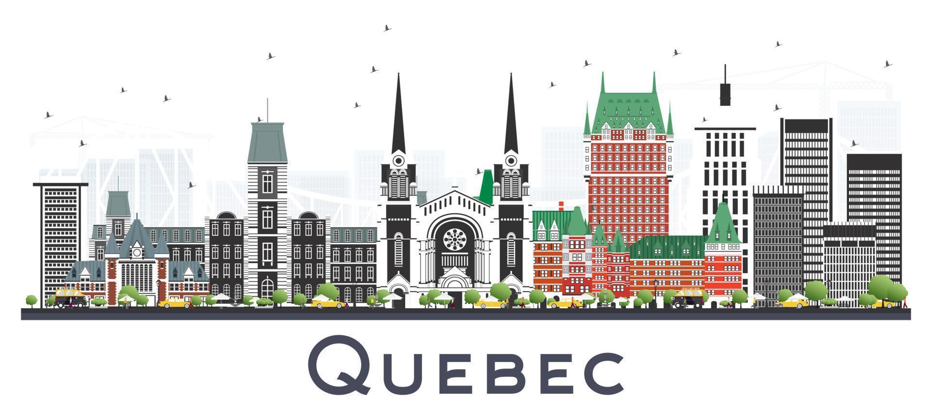 el horizonte de la ciudad de quebec, canadá, con edificios grises aislados en blanco. vector