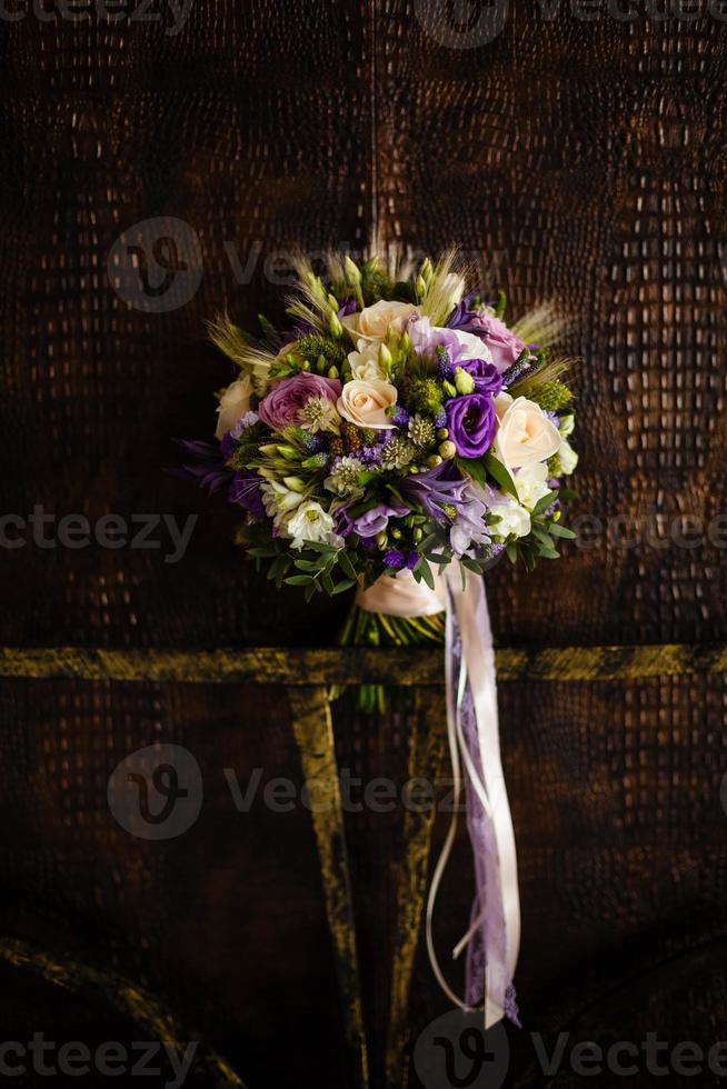 Wedding bouquet in purple tones. photo