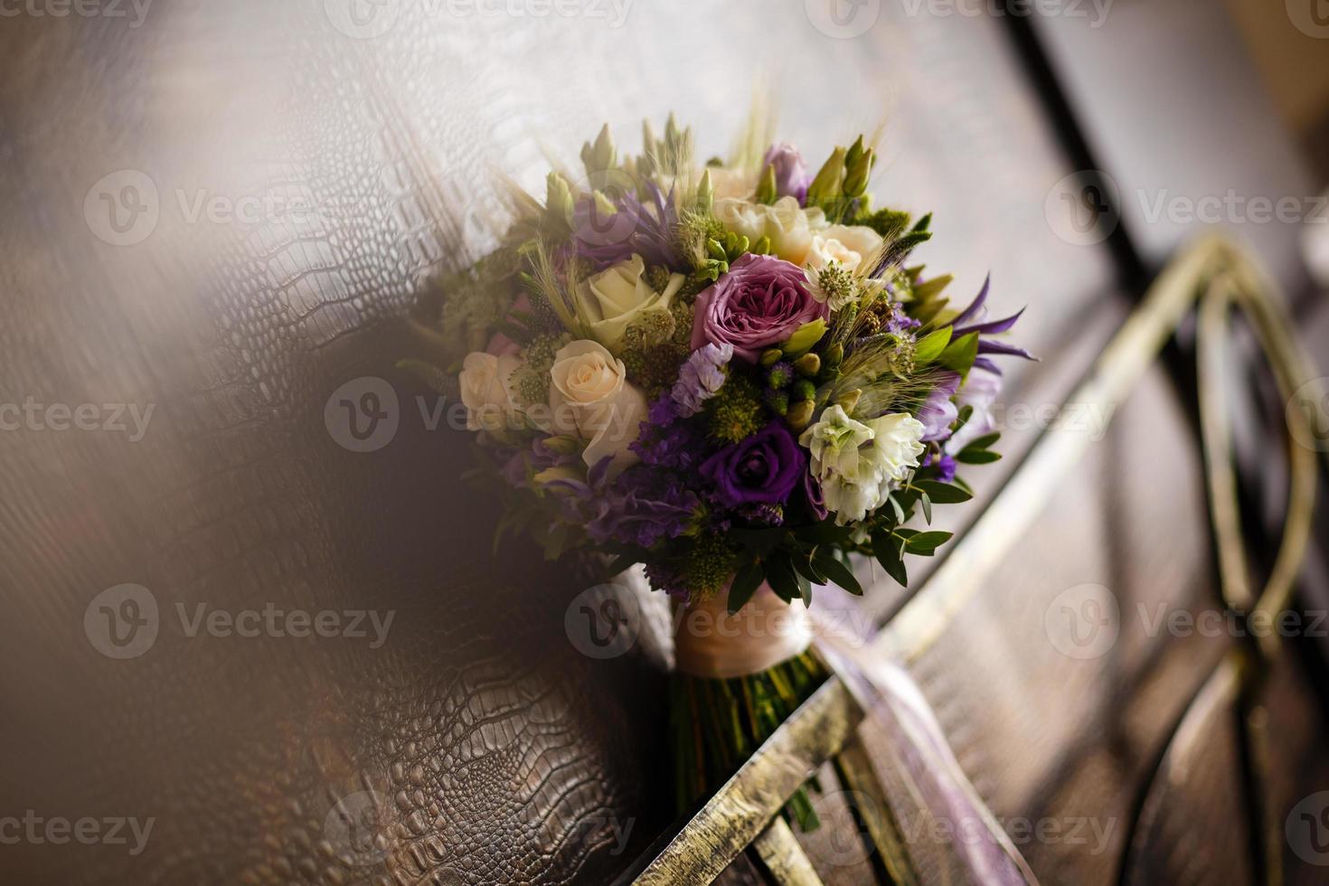 Wedding bouquet in purple tones. photo