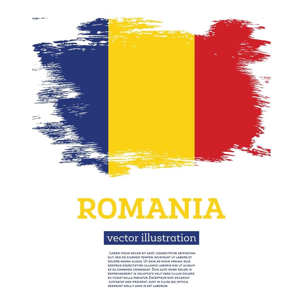 bandera de rumania con pinceladas. día de la Independencia. vector
