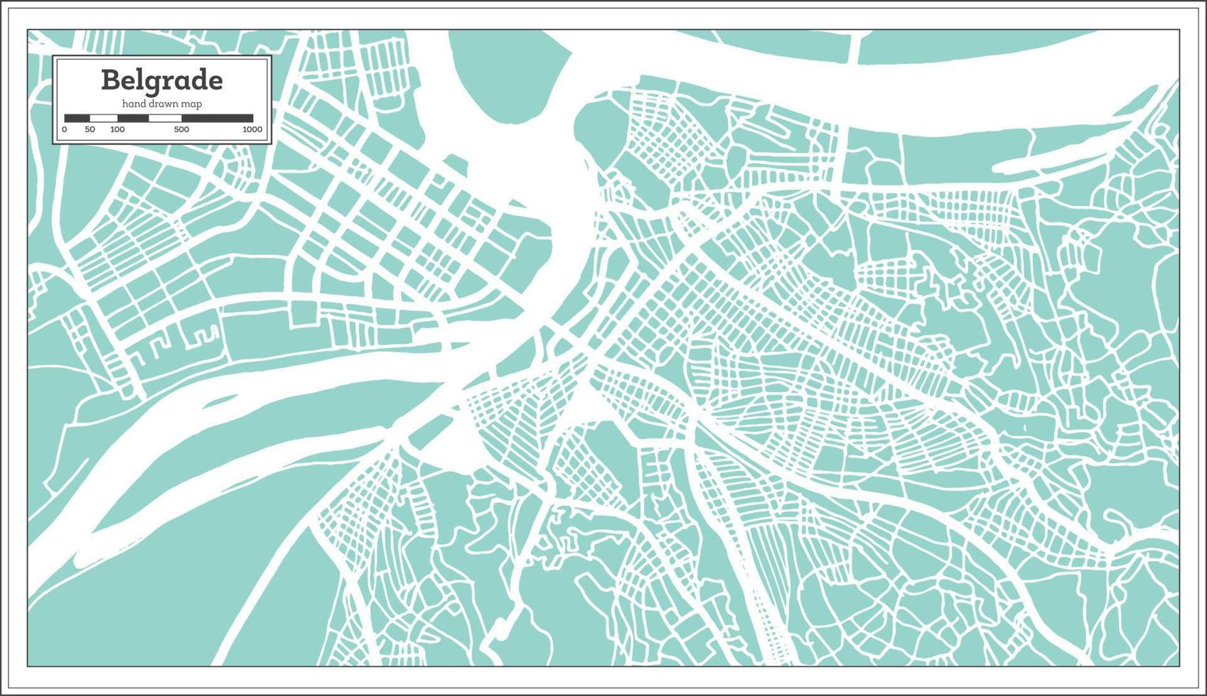 mapa de la ciudad de belgrado serbia en estilo retro. esquema del mapa. vector
