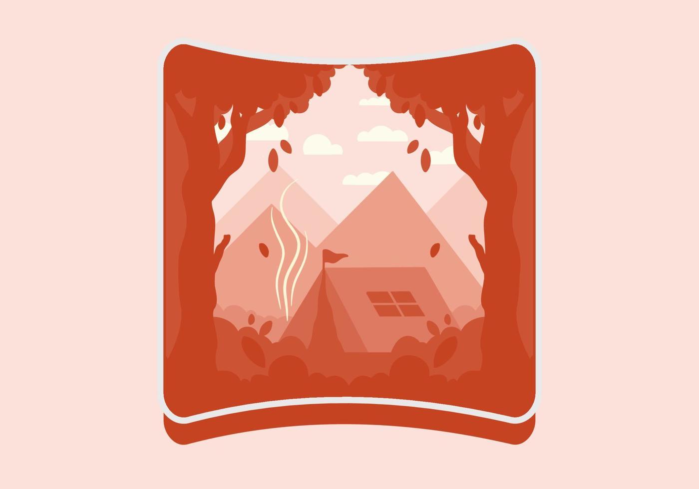 Colorful Flat illustration of outdoor camping vector