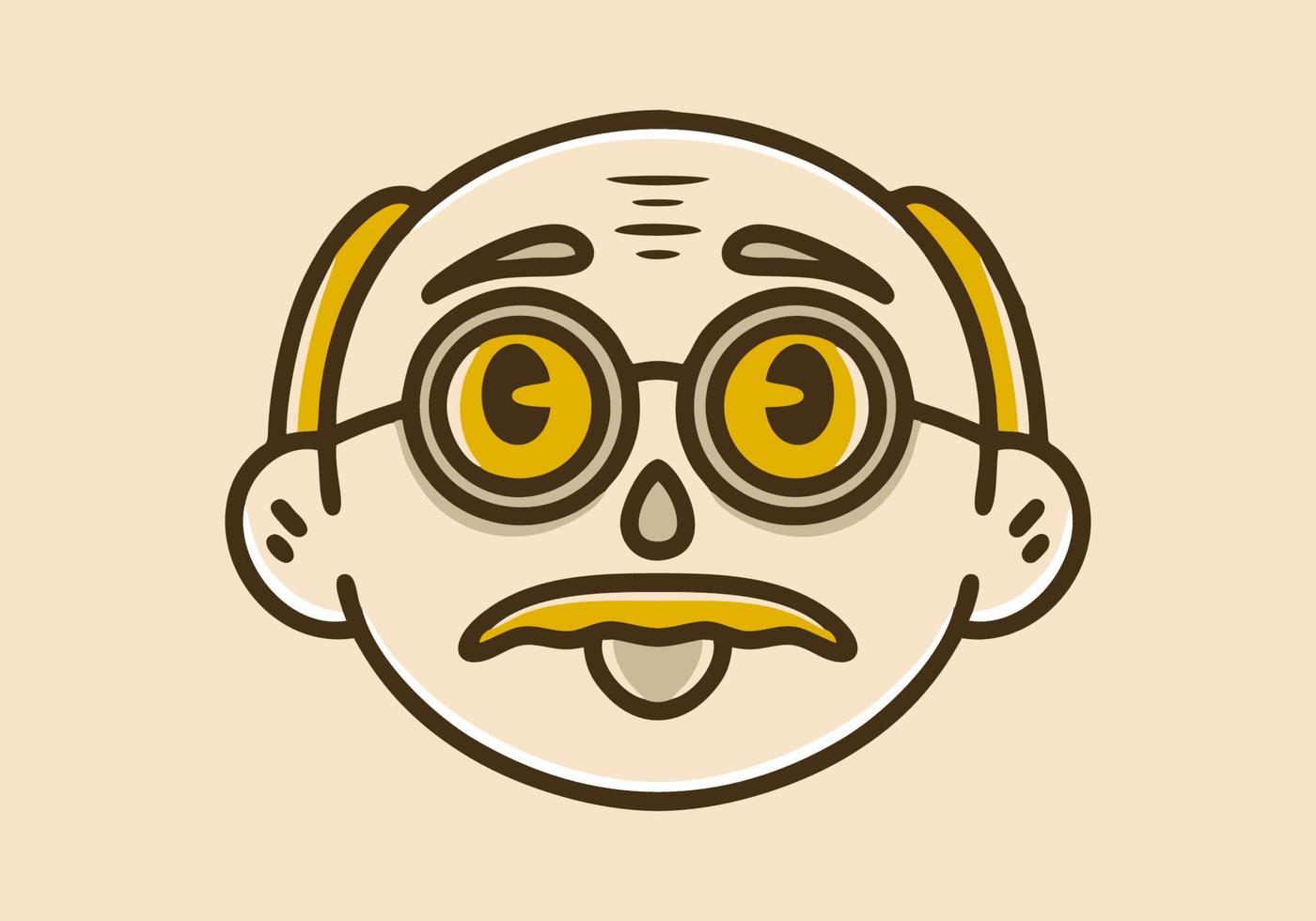 Grandpa with bald head flat illustration vector