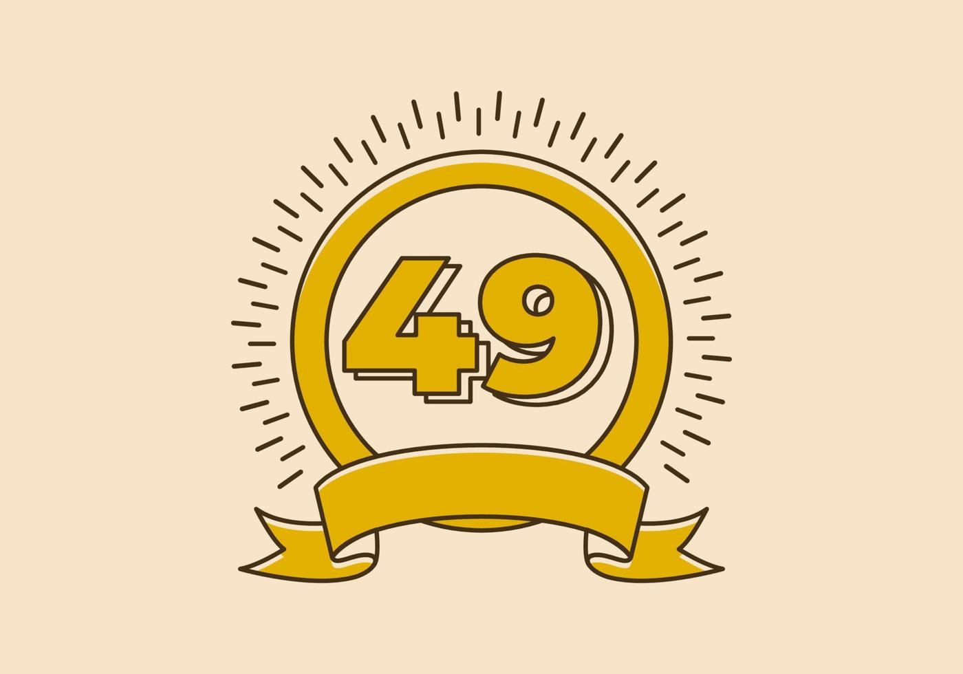 insignia de círculo amarillo vintage con el número 49 en él vector