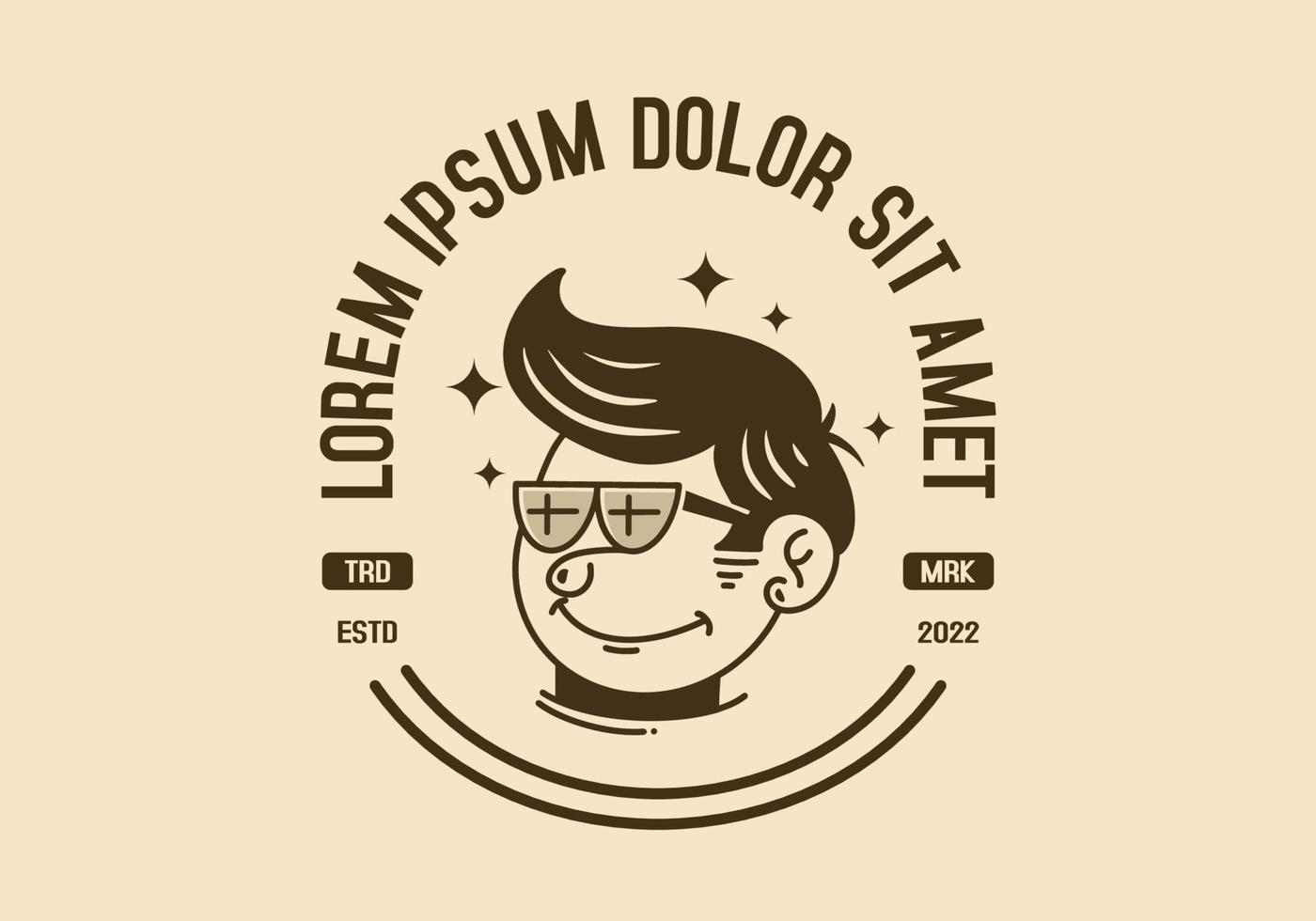 ilustración de un hombre de cara divertida con cabello retro con gafas vector