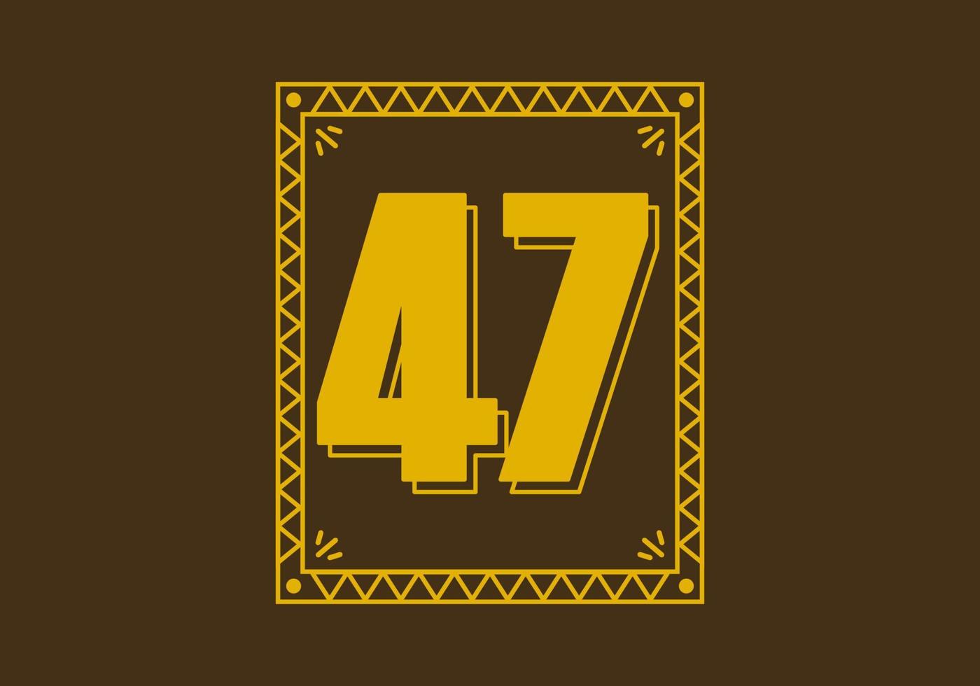 número 47 en marco de rectángulo retro vector