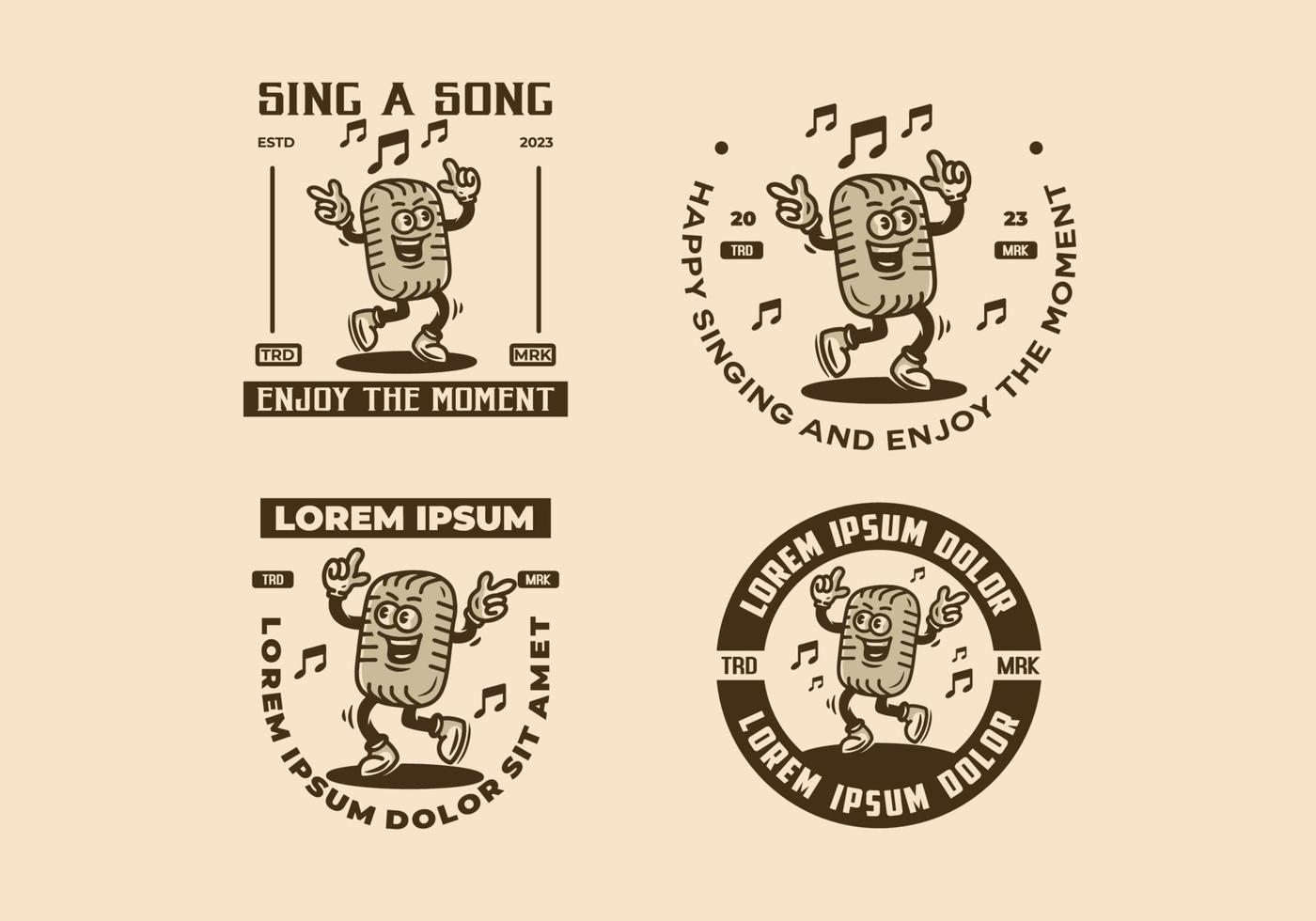 Mascot character illustration badge of singing microphone vector