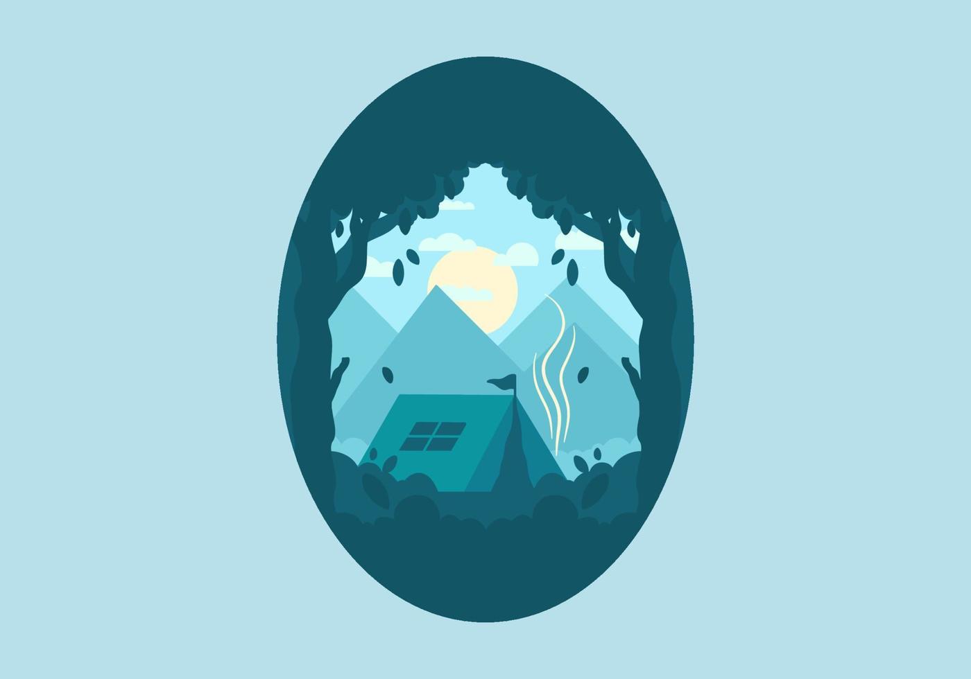 Colorful Flat illustration of outdoor camping vector