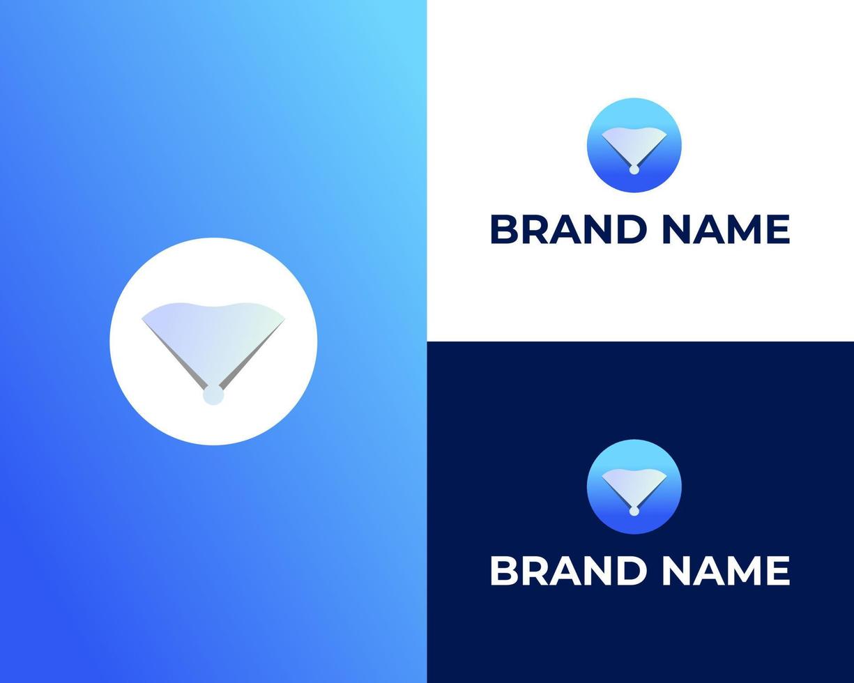 Abstract Letter V Logo Geometric Rounded Triangle with Dot Liquid Water Drop logo vector