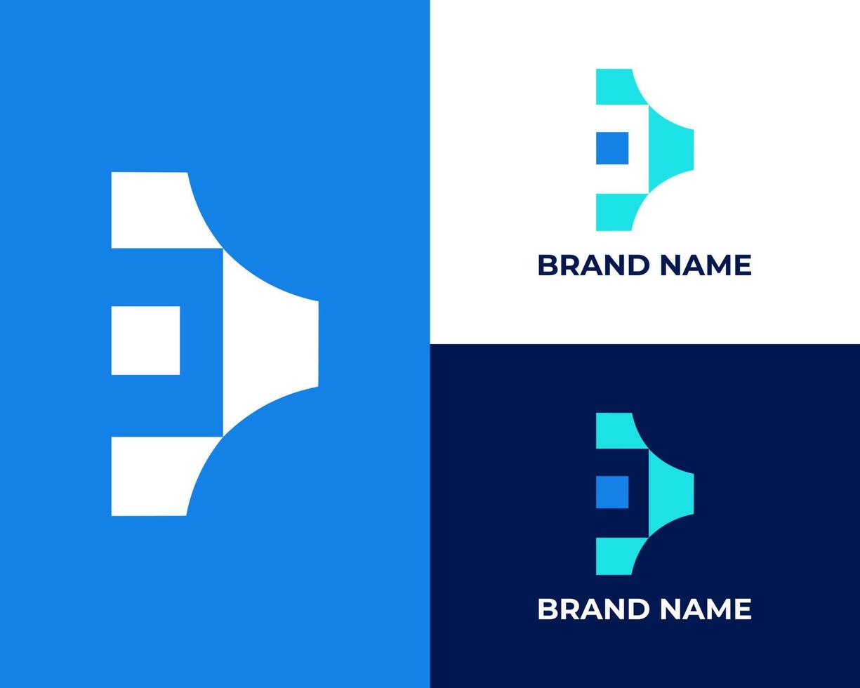 letter ep with tech modern logo design vector