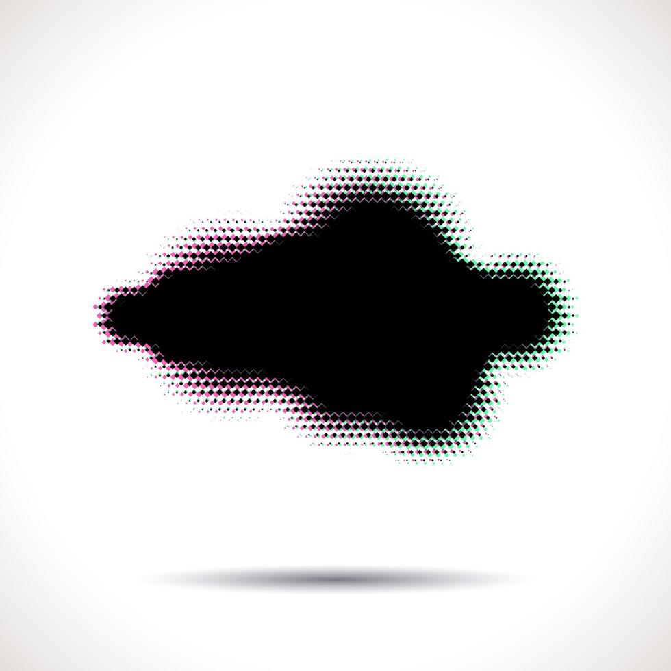 Halftone cloud shape with color chroma aberrations vector