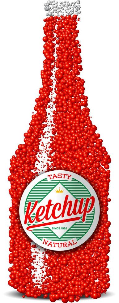 Ketchup bottle made of scattered red sauce vector