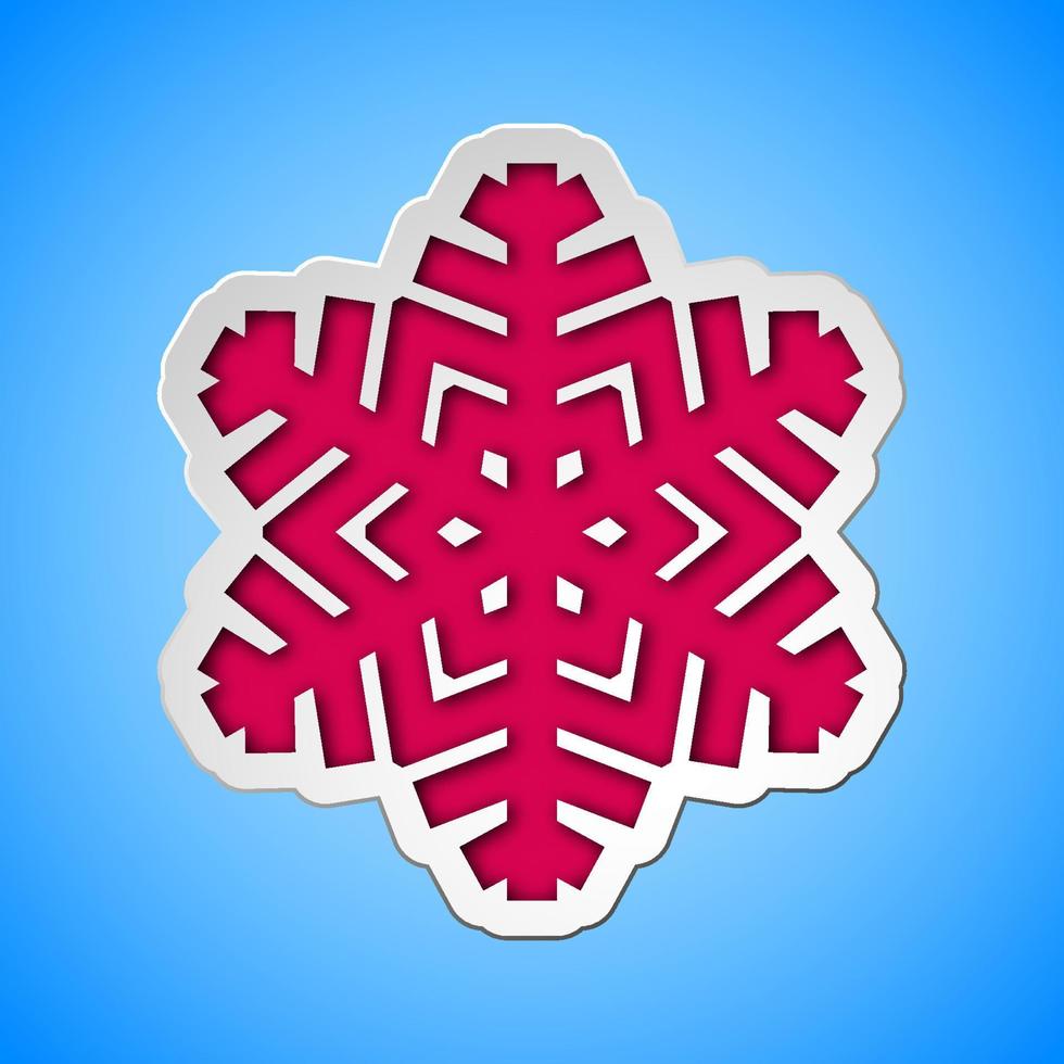 Card with cut out christmas snowflake silhouette vector