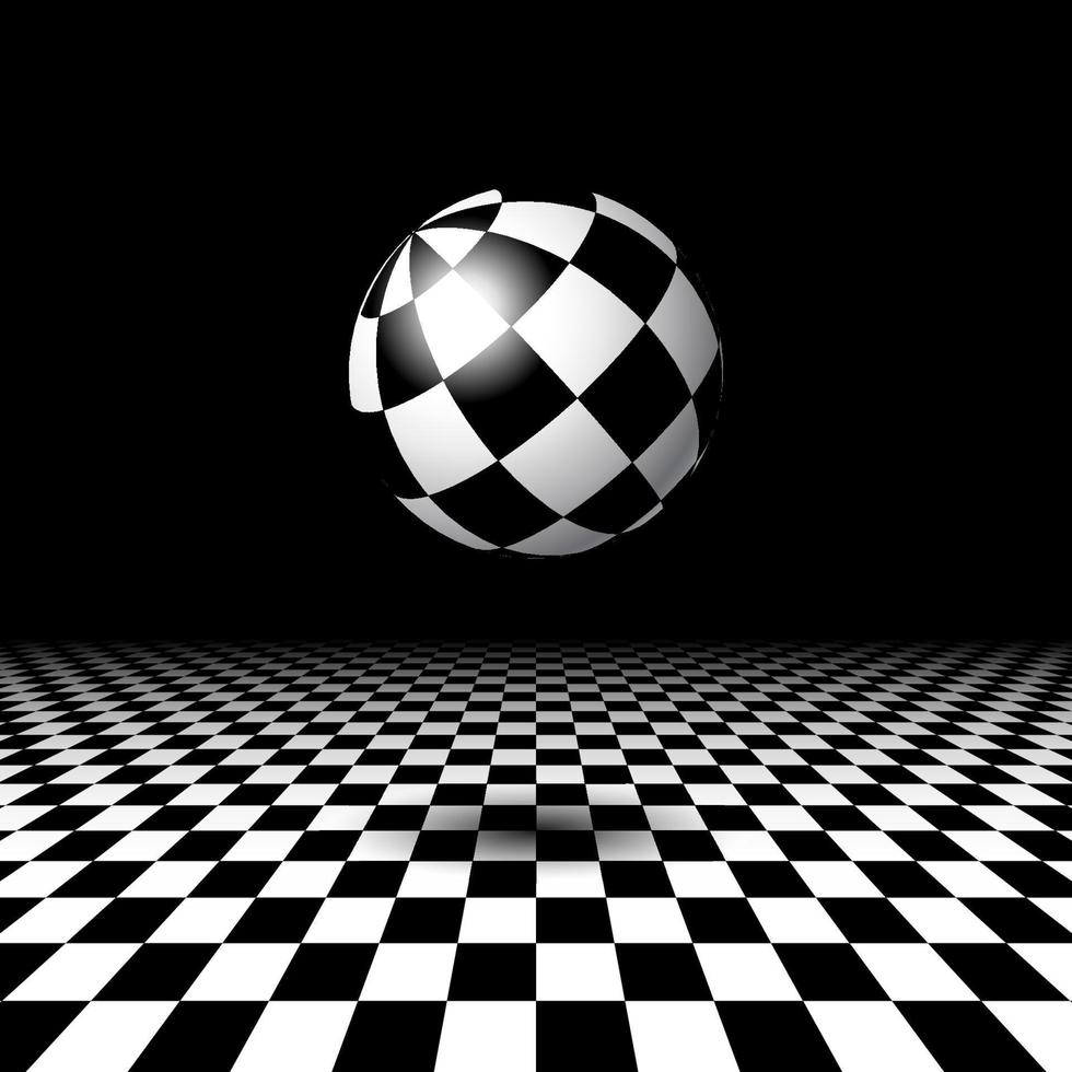 Empty space with checkered floor and ball vector