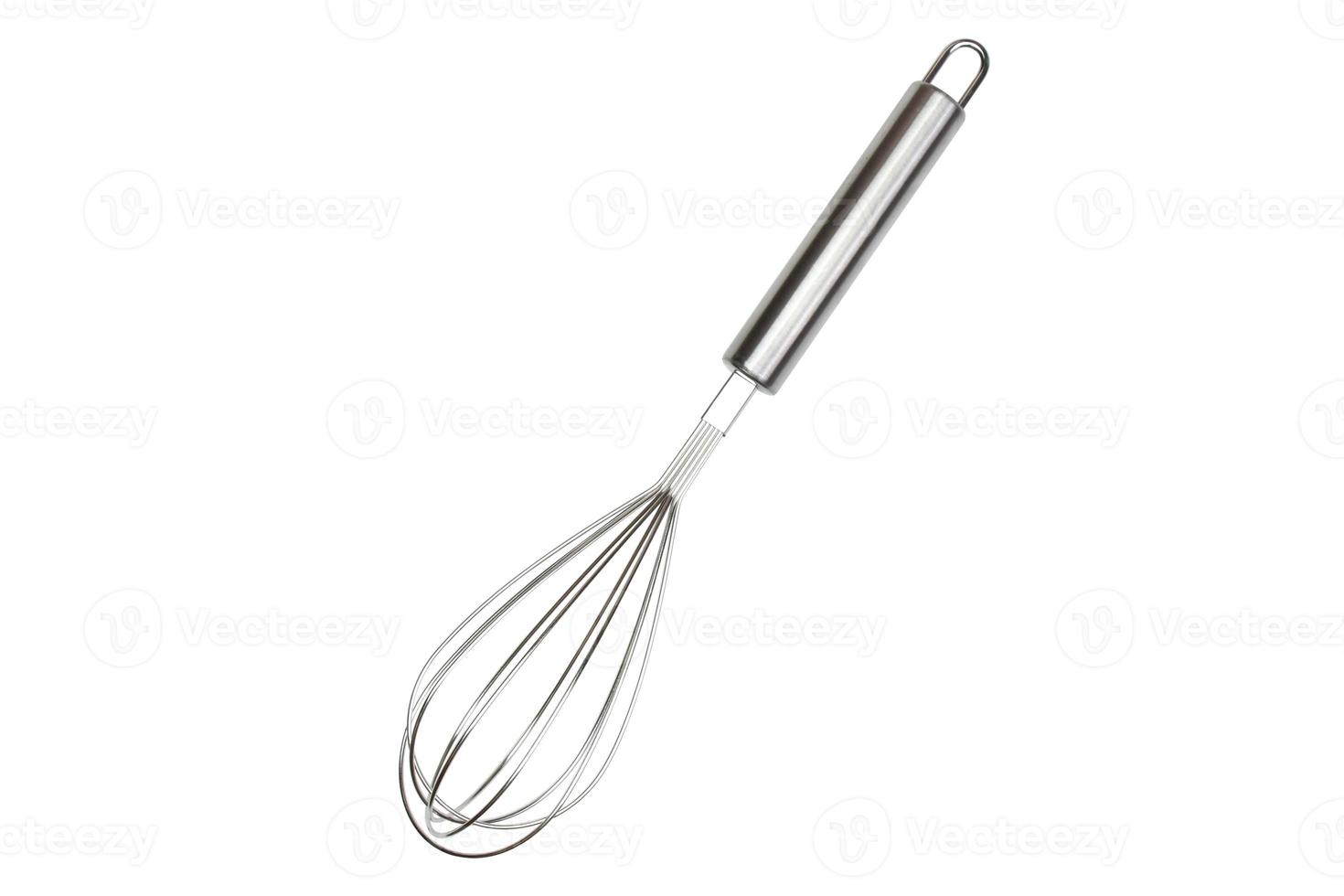 Stainless of a whisk silver isolated white background view. Clipping path. photo