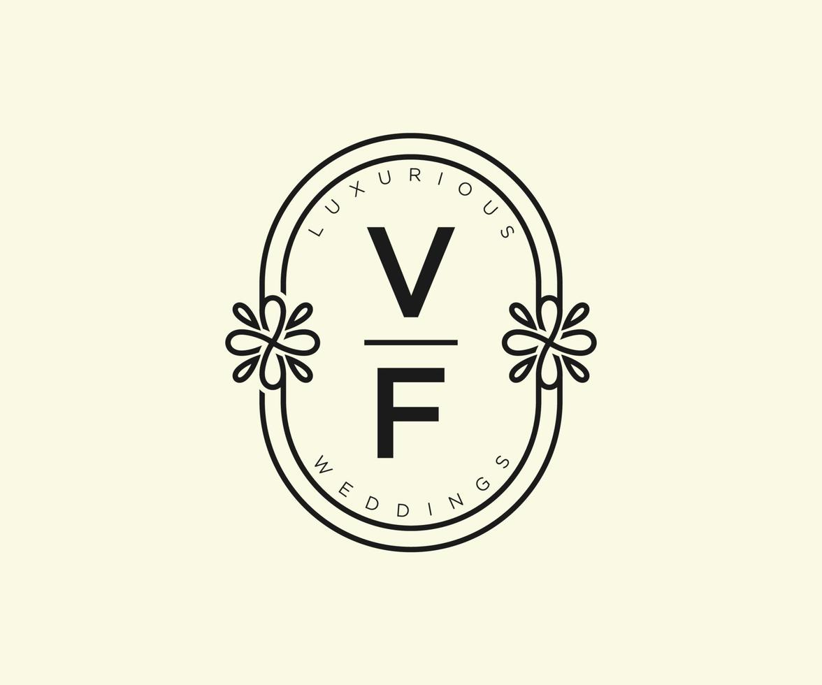 plantilla de logotipos de monograma de boda con letras iniciales vf, plantillas florales y minimalistas modernas dibujadas a mano para tarjetas de invitación, guardar la fecha, identidad elegante. vector