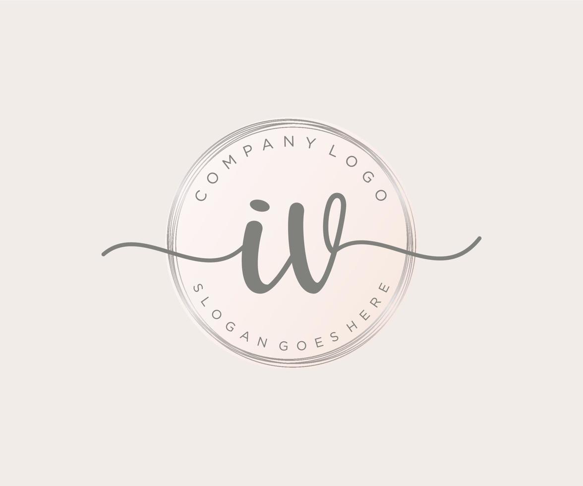 Initial IV feminine logo. Usable for Nature, Salon, Spa, Cosmetic and Beauty Logos. Flat Vector Logo Design Template Element.