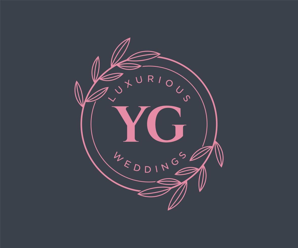 YG Initials letter Wedding monogram logos template, hand drawn modern minimalistic and floral templates for Invitation cards, Save the Date, elegant identity. vector