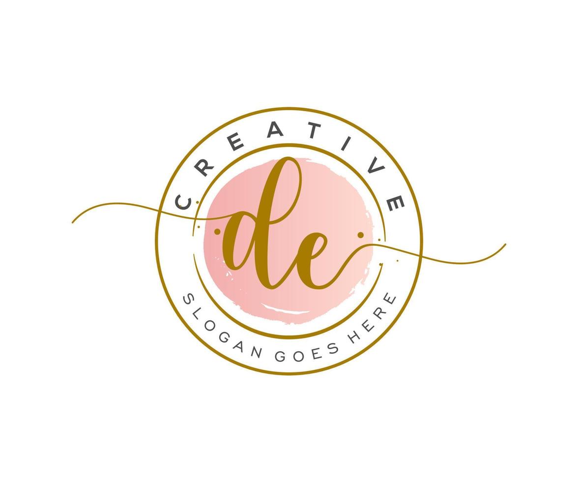 initial DE Feminine logo beauty monogram and elegant logo design, handwriting logo of initial signature, wedding, fashion, floral and botanical with creative template. vector