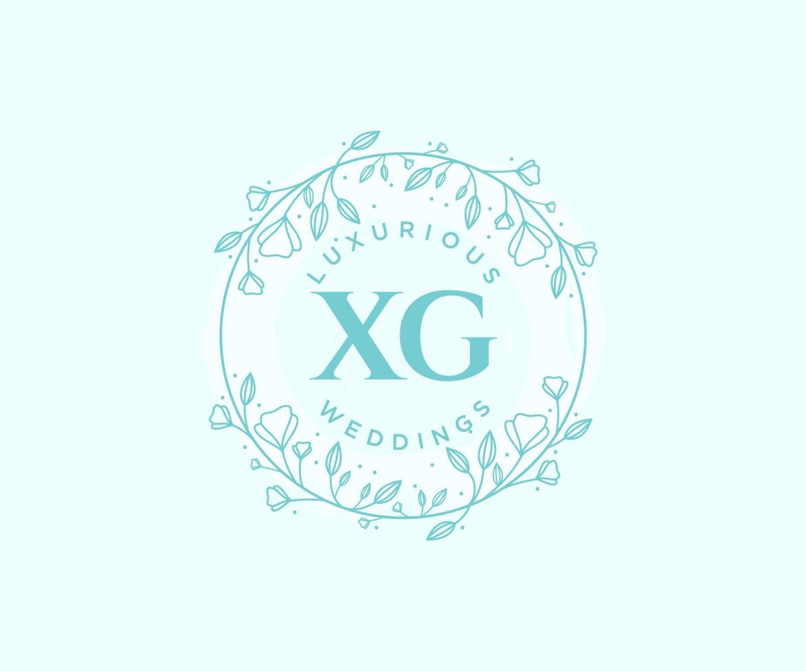 XG Initials letter Wedding monogram logos template, hand drawn modern minimalistic and floral templates for Invitation cards, Save the Date, elegant identity. vector