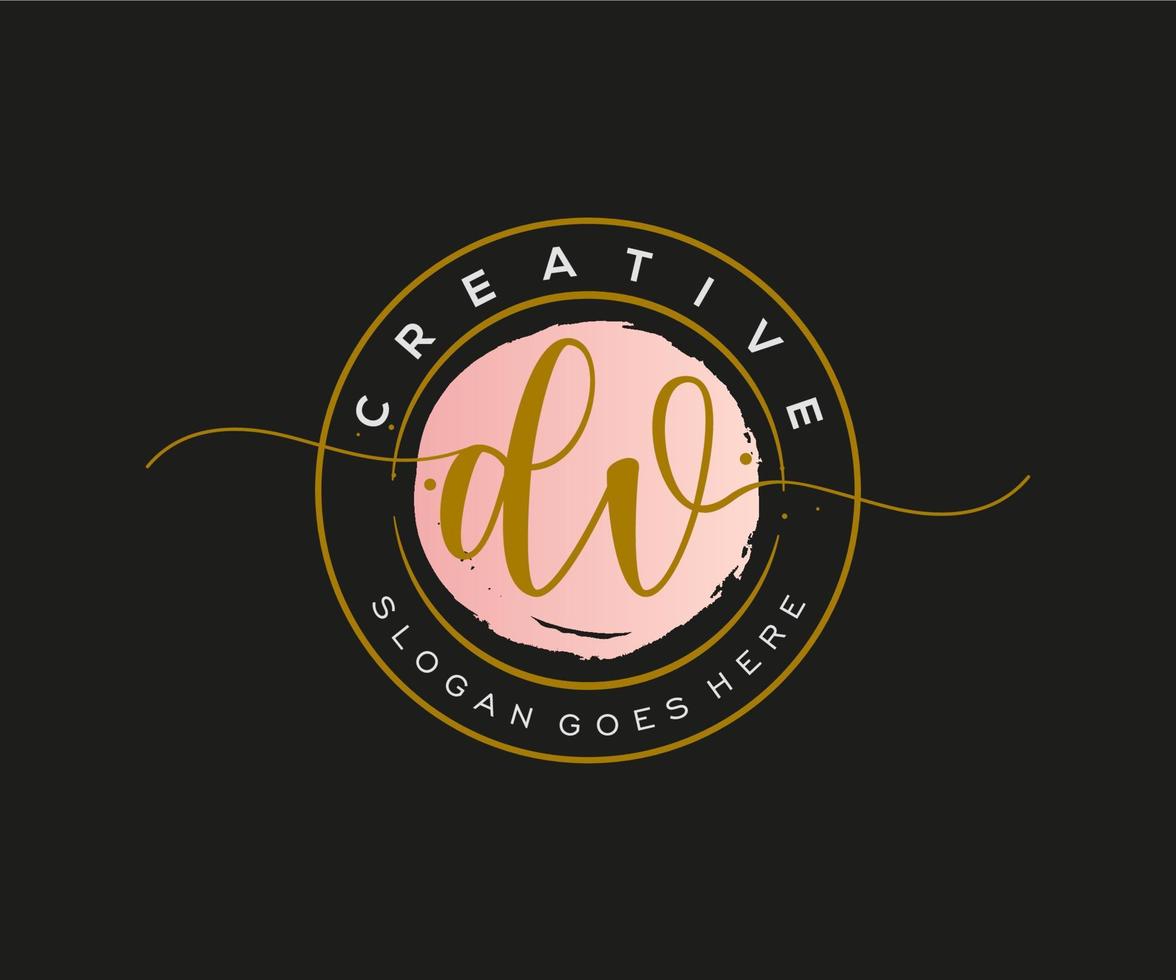 monograma de belleza del logotipo femenino inicial dv y diseño de logotipo elegante, logotipo de escritura a mano de la firma inicial, boda, moda, floral y botánica con plantilla creativa. vector