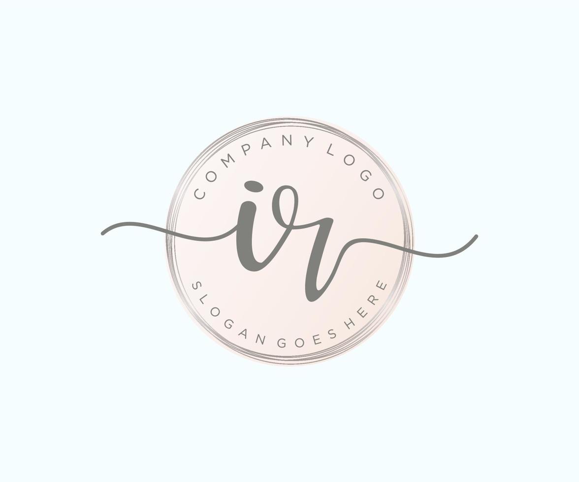 Initial IR feminine logo. Usable for Nature, Salon, Spa, Cosmetic and Beauty Logos. Flat Vector Logo Design Template Element.