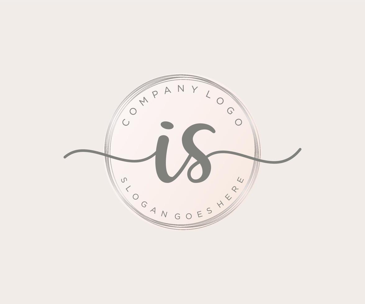 Initial IS feminine logo. Usable for Nature, Salon, Spa, Cosmetic and Beauty Logos. Flat Vector Logo Design Template Element.