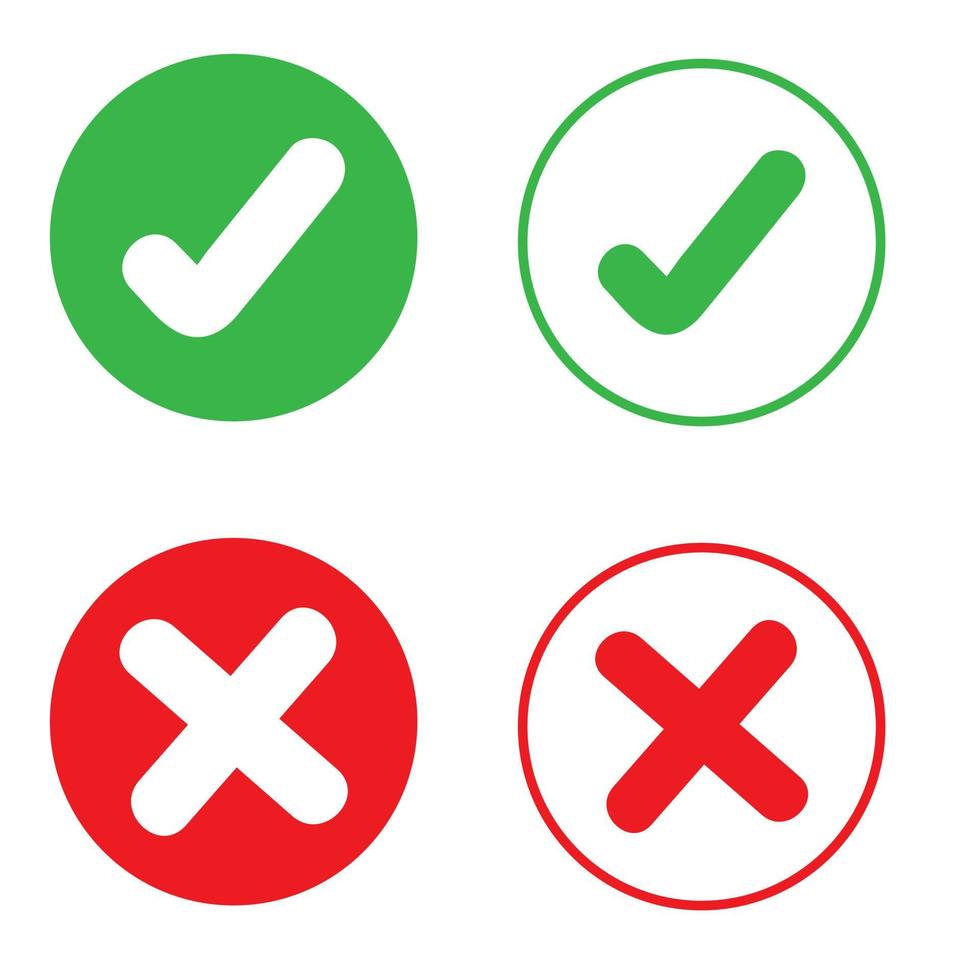 Ok vector icon set. Check mark illustration sign collection. Yes and no symbol.