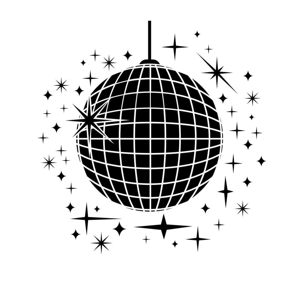 vector de icono de bola de discoteca. signo de ilustración de baile. símbolo o logotipo del partido.