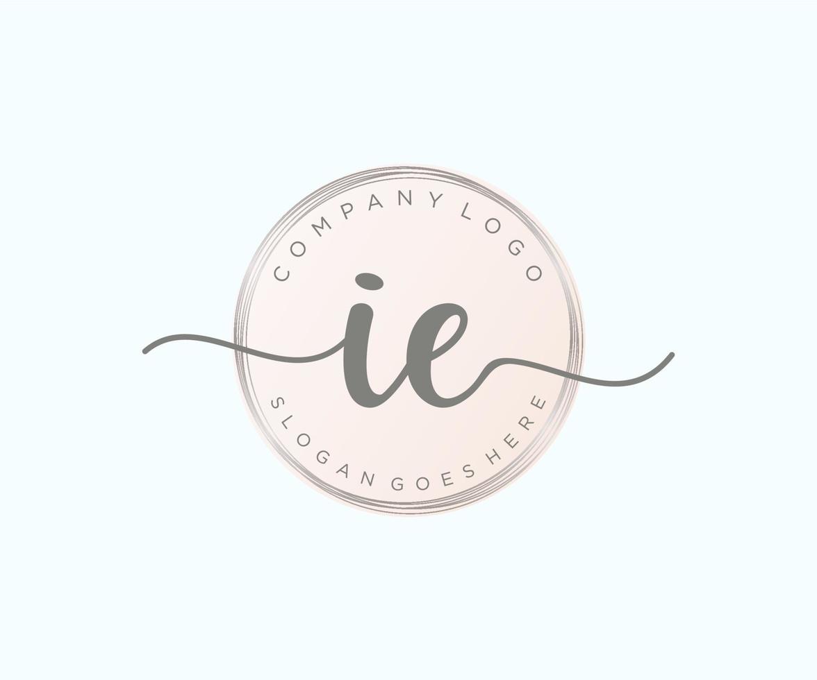 Initial IE feminine logo. Usable for Nature, Salon, Spa, Cosmetic and Beauty Logos. Flat Vector Logo Design Template Element.