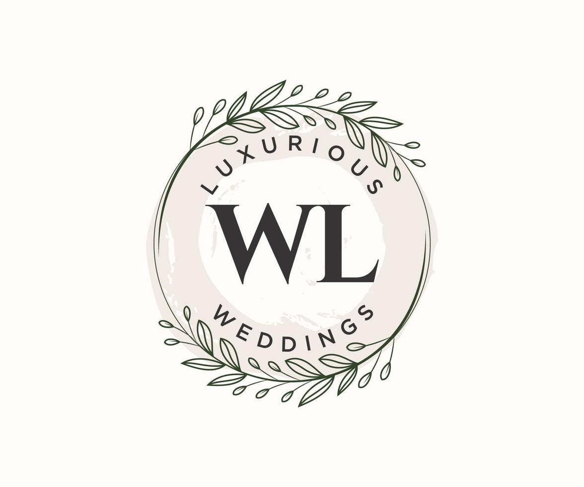WL Initials letter Wedding monogram logos template, hand drawn modern minimalistic and floral templates for Invitation cards, Save the Date, elegant identity. vector
