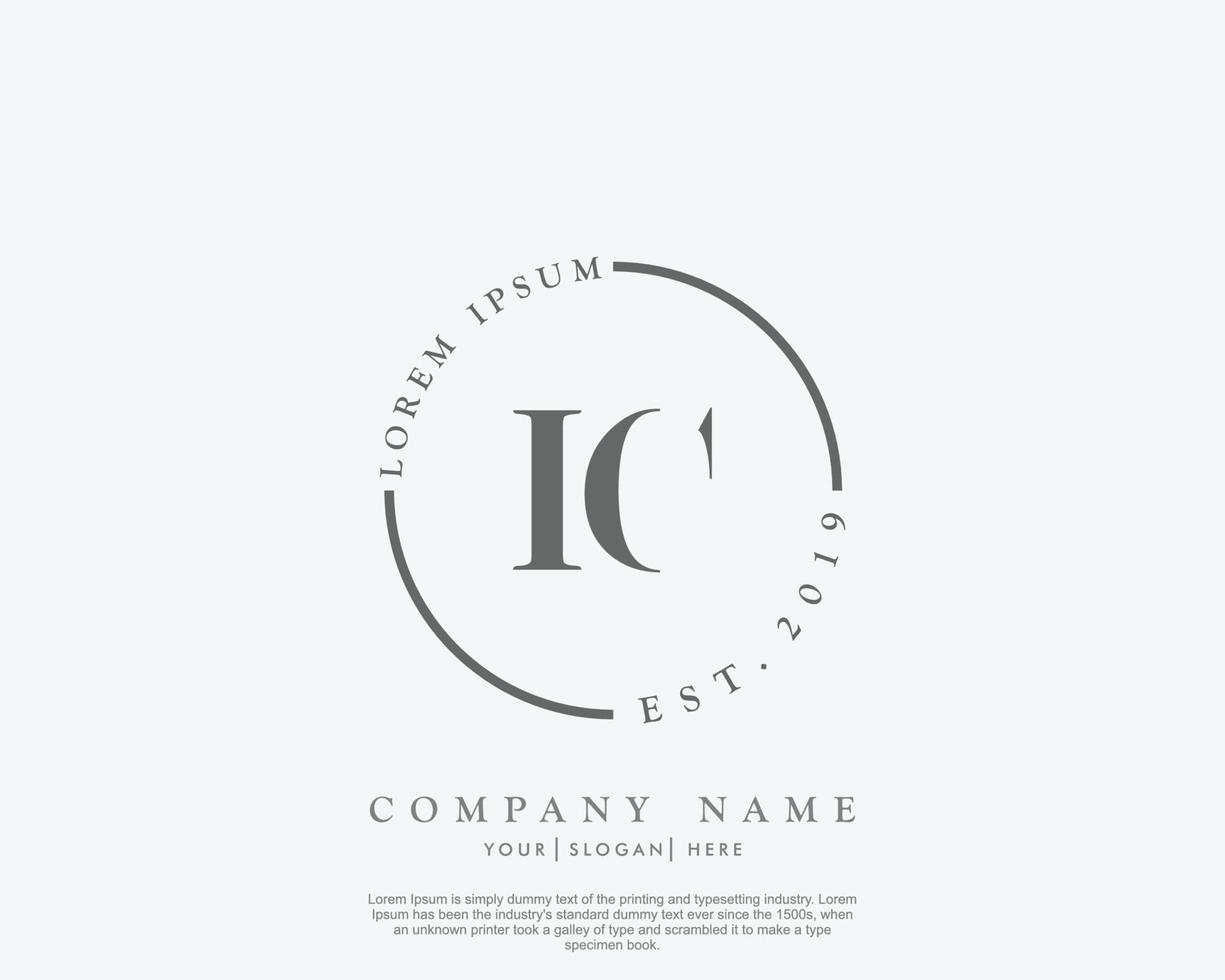 Initial IC Feminine logo beauty monogram and elegant logo design, handwriting logo of initial signature, wedding, fashion, floral and botanical with creative template vector