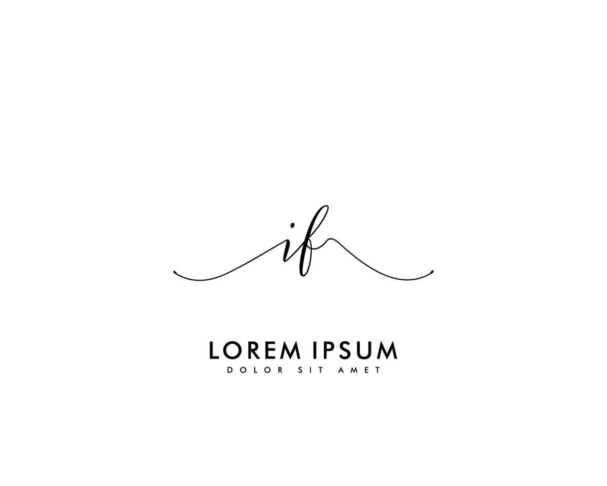 Initial IF Feminine logo beauty monogram and elegant logo design, handwriting logo of initial signature, wedding, fashion, floral and botanical with creative template vector