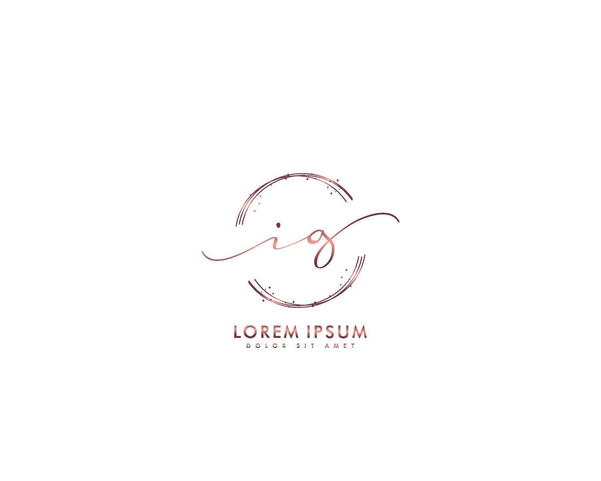 Initial IG Feminine logo beauty monogram and elegant logo design, handwriting logo of initial signature, wedding, fashion, floral and botanical with creative template vector