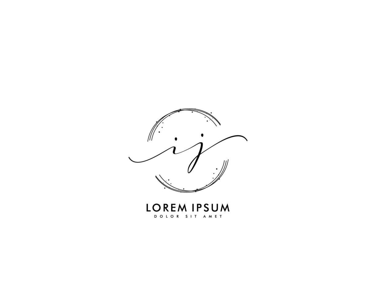 Initial IJ Feminine logo beauty monogram and elegant logo design, handwriting logo of initial signature, wedding, fashion, floral and botanical with creative template vector