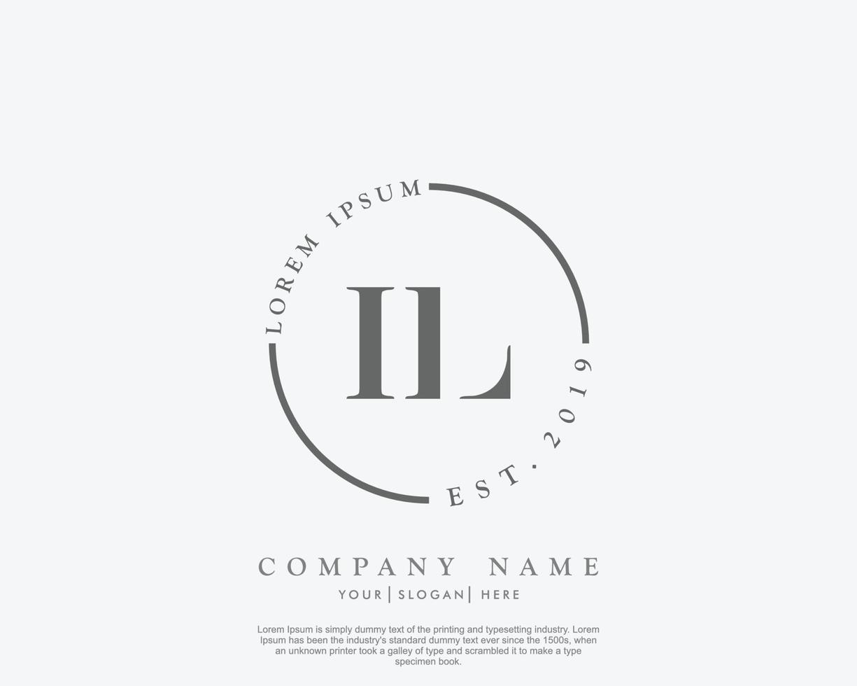 Initial IL Feminine logo beauty monogram and elegant logo design, handwriting logo of initial signature, wedding, fashion, floral and botanical with creative template vector