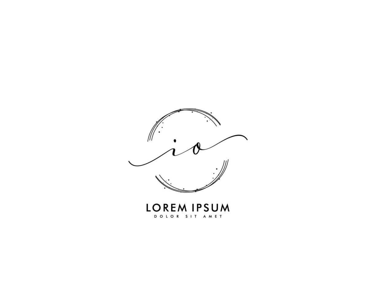 Initial IO Feminine logo beauty monogram and elegant logo design, handwriting logo of initial signature, wedding, fashion, floral and botanical with creative template vector