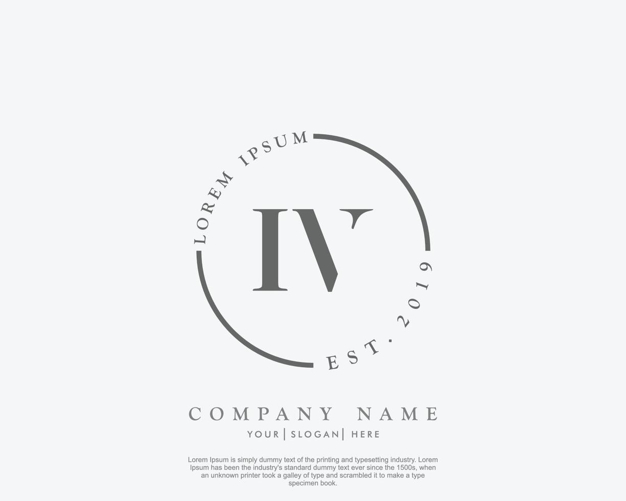 Initial IV Feminine logo beauty monogram and elegant logo design, handwriting logo of initial signature, wedding, fashion, floral and botanical with creative template vector