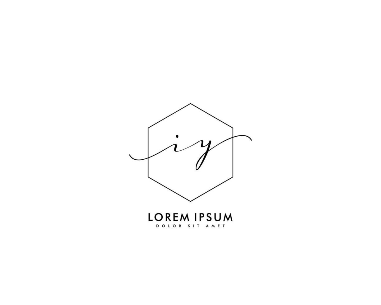 Initial IY Feminine logo beauty monogram and elegant logo design, handwriting logo of initial signature, wedding, fashion, floral and botanical with creative template vector