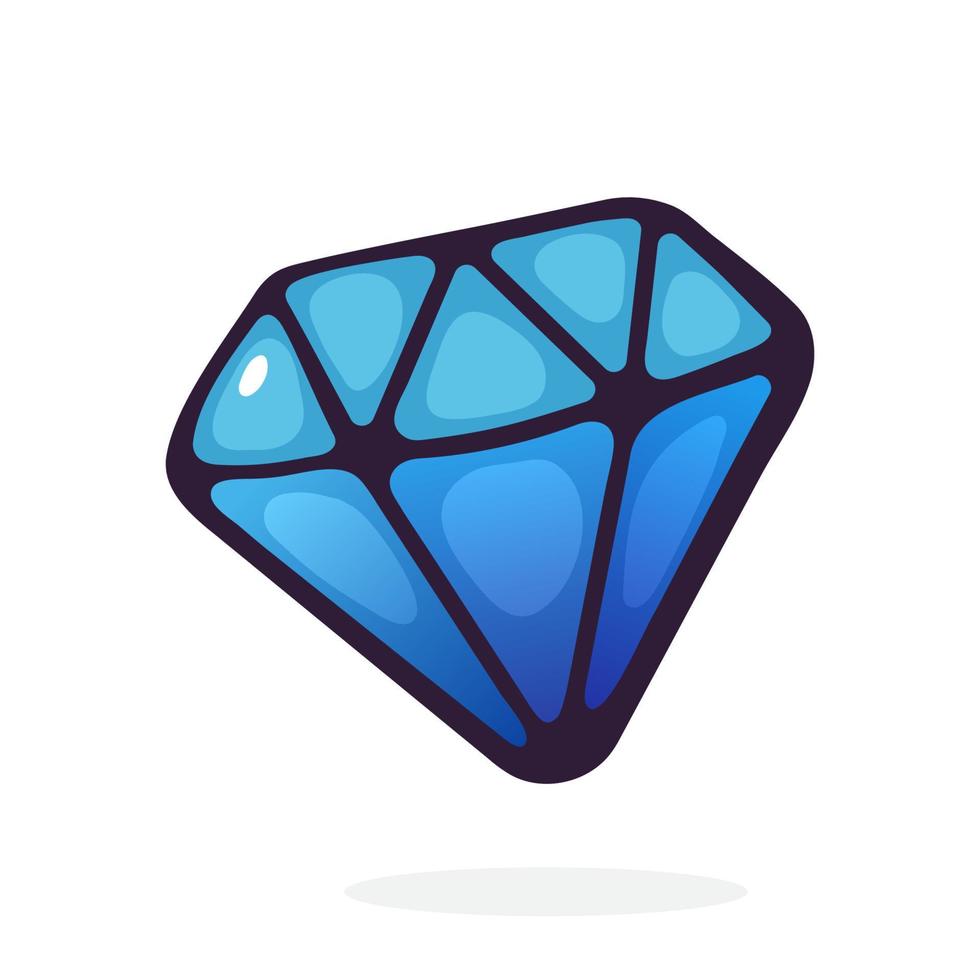 Cartoon illustration of blue diamond vector