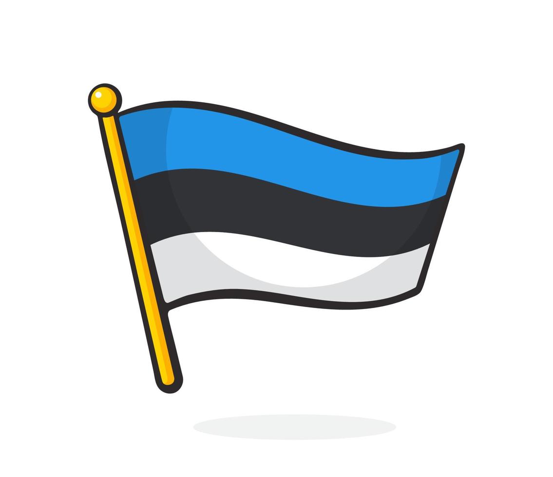 Cartoon illustration of flag of Estonia on flagstaff vector