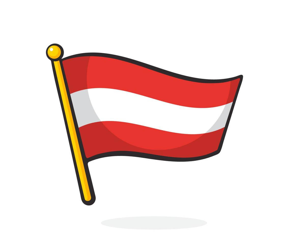 Cartoon illustration of flag of Austria on flagstaff vector