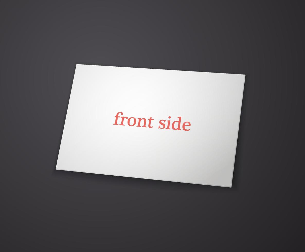 One side of business card template on a black background. Isometric view. Vector template