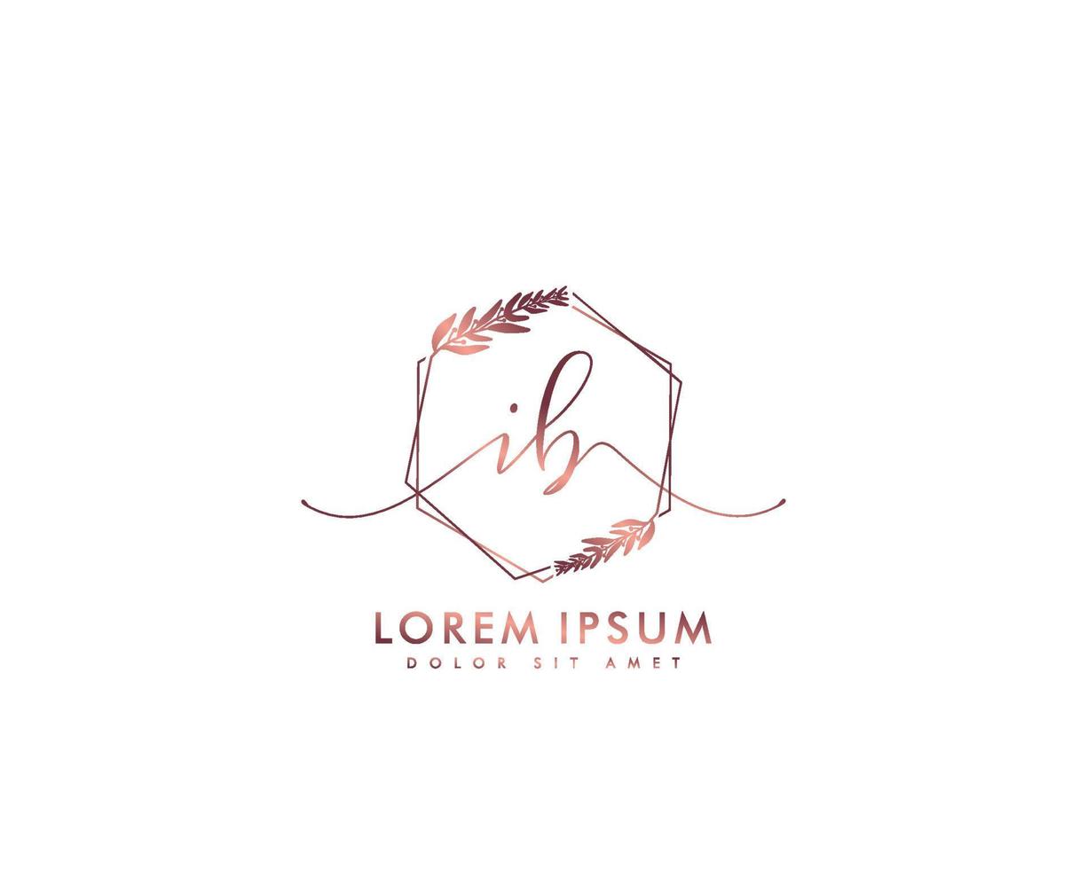 monograma de belleza del logotipo femenino inicial ib y diseño de logotipo elegante, logotipo de escritura a mano de la firma inicial, boda, moda, floral y botánica con plantilla creativa vector