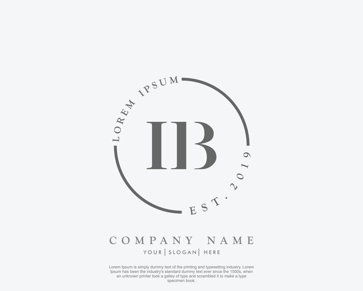 Initial IB Feminine logo beauty monogram and elegant logo design, handwriting logo of initial signature, wedding, fashion, floral and botanical with creative template vector