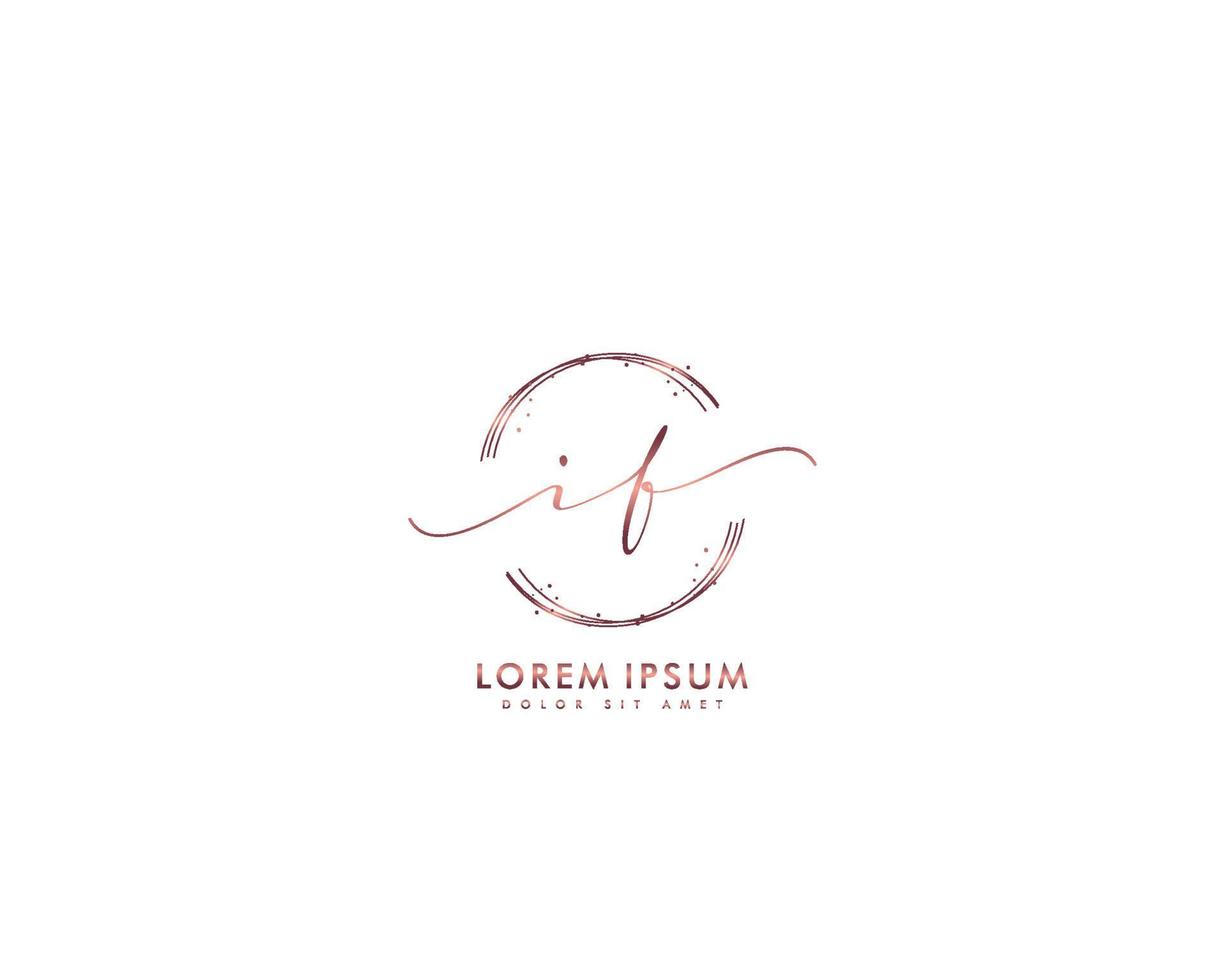 Initial IF Feminine logo beauty monogram and elegant logo design, handwriting logo of initial signature, wedding, fashion, floral and botanical with creative template vector