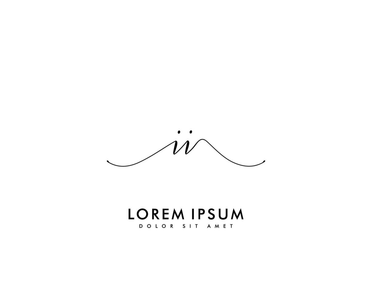Initial II Feminine logo beauty monogram and elegant logo design, handwriting logo of initial signature, wedding, fashion, floral and botanical with creative template vector